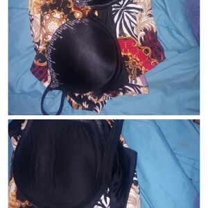 Black and Multicolor Patterned Bikini Set